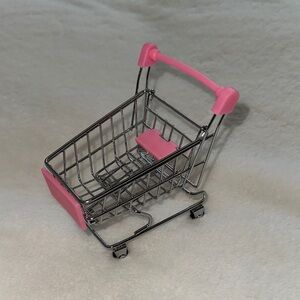 MINI SHOPPING CART TOY W/ PINK ACCENTS